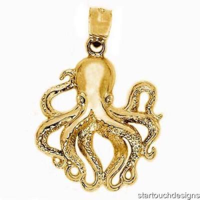 New 14k Yellow Gold Octopus Pendant | eBay