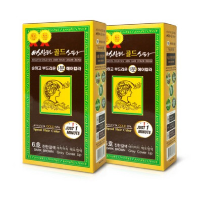 Assanta Gold Self Gray Hair Dye 80g, No. 6 (dark brown), 2EA