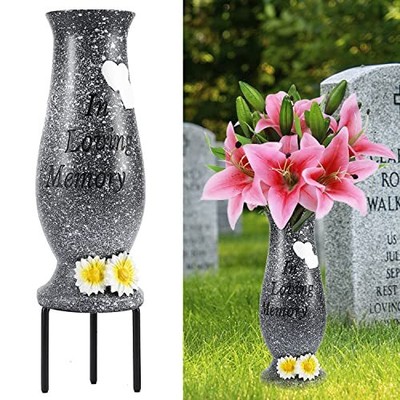 MIBUNG Memorial Cemetery Vase with Stakes Grave Marker Floral Holder for Fres...