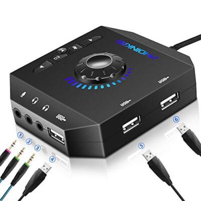T10 External Sound Card  USB Audio Adapter for PC Windows Mac Linux Laptops