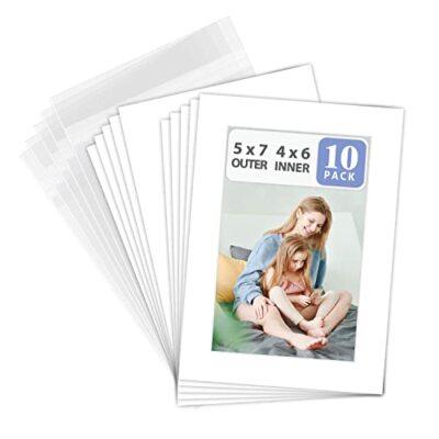 5x7 White Picture Mat Boards Fits 4x6 White Core Acid-Free Bevel Cut Picture