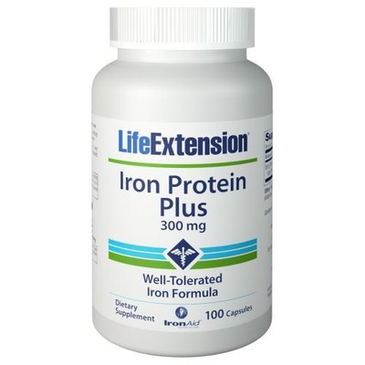 Iron Protein Plus 300 mg 100 Vcaps By Life Extension