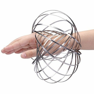 Kinetic Educational Spring Toy, Multi Sensory Interactive 3D Flow Ring, Silver