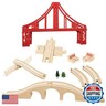 Wooden Train Bridges, Crossing Track Bridge, Wooden Train Track Accessories, Wood Train Tracks, Train Tracks Compatible with All Major Brands, Wood Toys for Girls and Boys