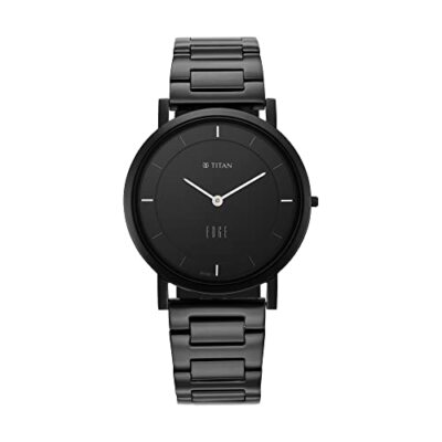 Pre-owned Titan Edge Metal Analog Black Dial Men's Watch-1595nm01