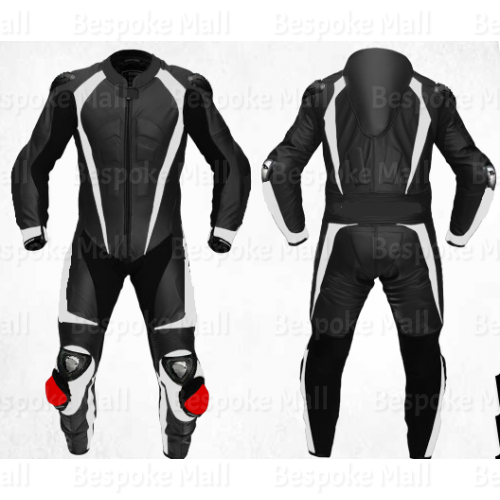 Pre-owned Handmade Men's Motorcycle Cowhide Racing Leather 1/2 Piece Suit Hump Safety Pads-581 In Black