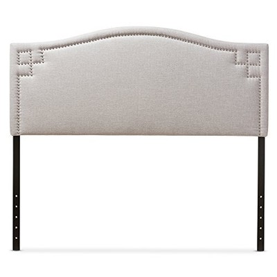 Aubrey Modern and Contemporary Greyish Beige Fabric Upholstered Queen Size He...