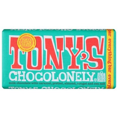 Tony`S Chocolonely Milk Choco Caramel Pretzel Sea Salt Bar 6.35 Oz (Pack Of 4)