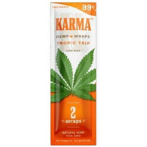 KARMA Rolling Paper Organic Wrap TROPIC TRIP Full Box 25 Pouches Total 50
