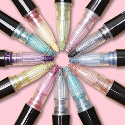 12pcs Shimmer Doodle Dazzle Marker Set Double Line Paint Pen Coloring Metallic