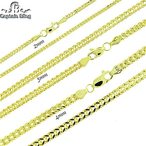 Pre-owned Captain Bling 10kt Franco Yellow Gold Necklace - Premium Diamond Cut, Brand New, Real Gold