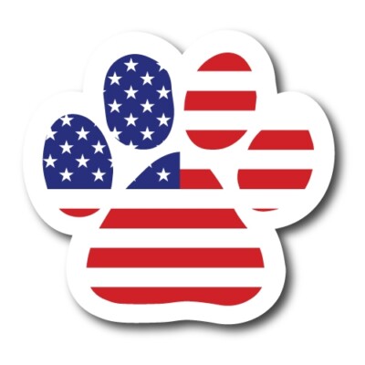American Flag Paw Print Shape Magnet 5" Decal Perfect for Car or Truck
