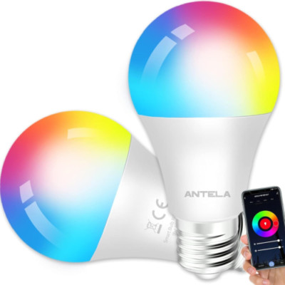 ANTELA Ampoule Connectée Wifi E27 9W LED Multicouleurs RGB + CCT... 