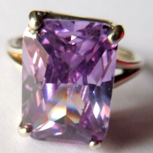 Bague En AmÃ©Thyste  16. Cts-15x11x7mm-Taille 55- SurÃ©LevÃ©E- Argent Massif