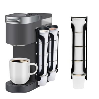 2 Pack Coffee Pod Holder for Keurig K Cup Side Mount Storage, Holds 10 Cups