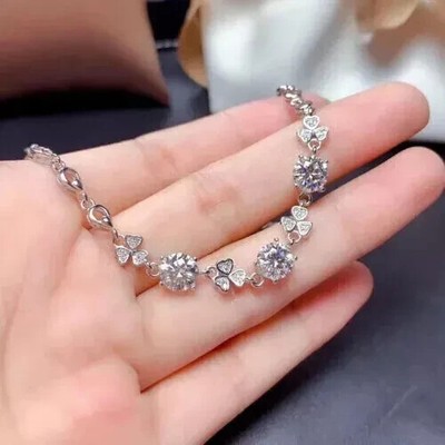 Women Wedding Bracelet 7Ct Round Cut Lab Created Diamond 14K White Gold Plated