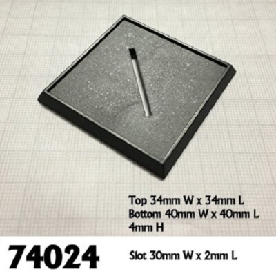 Base Boss 40MM SQUARE SLOTTED/LIPPED Plastic Game Base (10) Reaper Mini REM74024