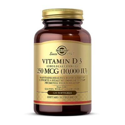 Solgar Vitamin D3 Cholecalciferol 250 mcg 10000 IU 120 Softgels