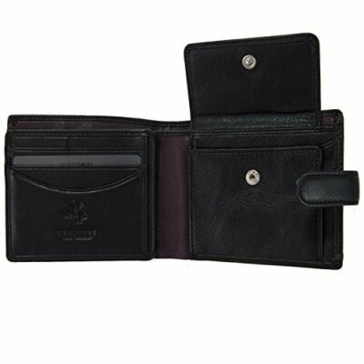 Visconti AP-63 Lucerne Genuine Soft Leather Mens Bi-Fold Wallet (Black/Oxford)