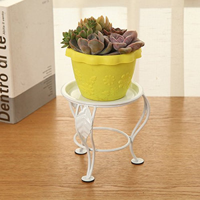 OUNONA Indoor Outdoor Metal Mini Flower Plants Pot Stand Rack Shelf for Balcony