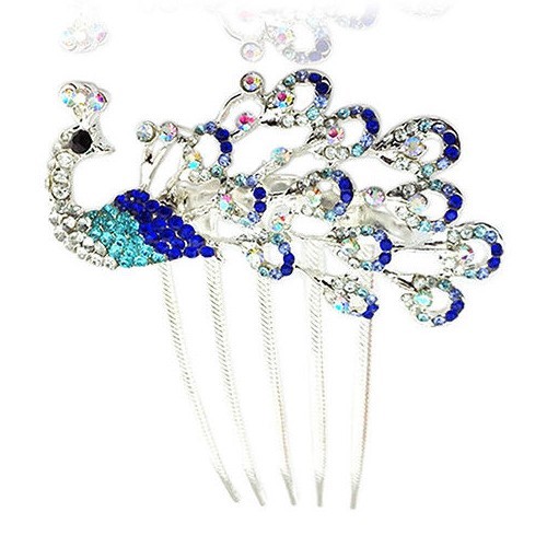 hair comb bridal party bridesmaid wedding crystal rhinestone peacock lot 6 gifts