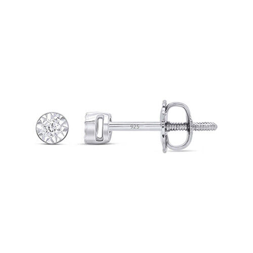 Natural Round White Diamond Stud Earrings 925 Sterling Silver