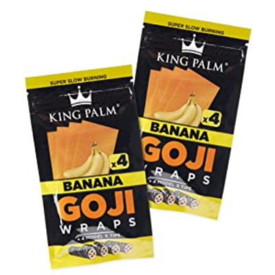 King Palm | Goji Berry Wraps & Tips | 4 Wraps + 4 Tips | 2 Pouches | Banana