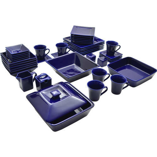 45 Piece White Dinnerware Set Square Banquet Plates Dishes Bowls Kitchen Dinner