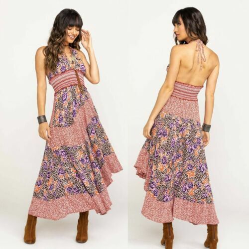 

Платье миди в стиле бохо с открытой спиной FREE PEOPLE, платье миди в стиле бохо с цветочным принтом, Габриэлла, Multicolor, gabriela