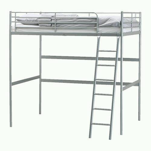 Ikea Tromso high sleeper double loft bed in white with mattress, perfect for small rooms  in 