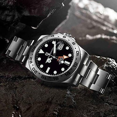 Pre-owned Pagani Design Watches For Men Automatic Mechanical Gmt 42mm Sport Waterproof ... In Black