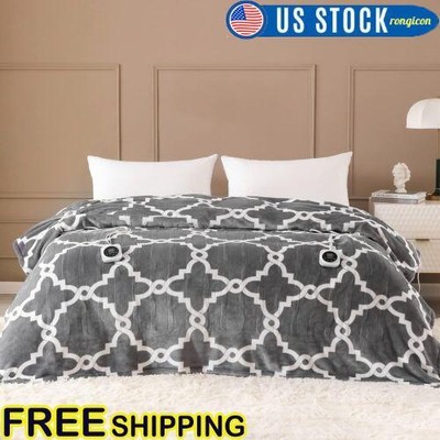 Queen Electric Blanket Heated Dual Controllers 10 Fast Heating Levels 84" x 90"