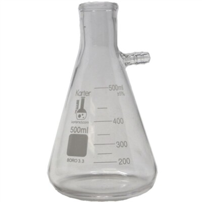 500ml Filtering Flask, Graduated, Boro 3.3 Glass, Karter Sci 250N4 (Single)