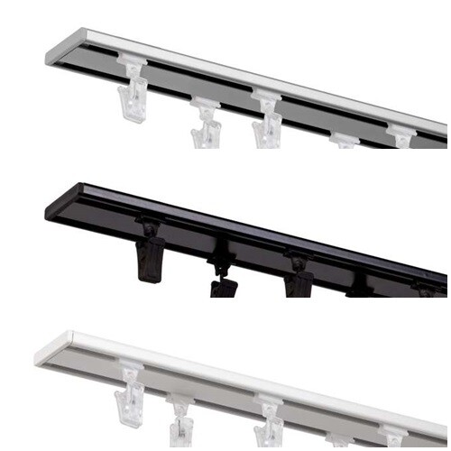2 Laufig Gardinenstange Innenschiene Decke Weisse Schwarz Aluminium Vorhang Ebay