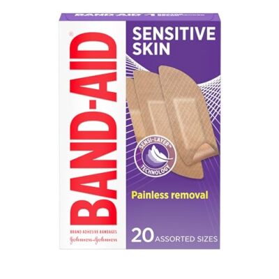 Band-Aid Brand Adhesive Bandages for Sensitive Skin Hypoallergenic First Aid ...