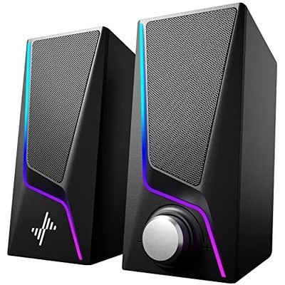 Computer Speakers PC Speakers with 6 Colorful LED Modes USB Powered Computer ...
