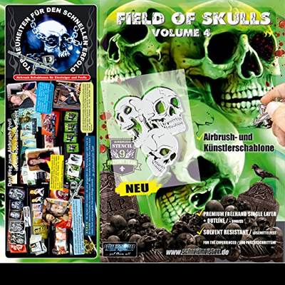 Complete Set: Schneidmeister Airbrush Stencils Field of Skulls All volumes 01,