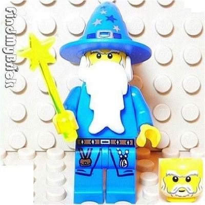 C108 Lego Kingdoms Blue Wizard Minifigure with Wand from 7952 NEW 