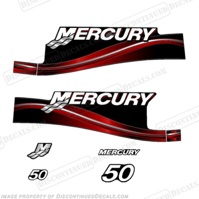 Fits Mercury 50hp 2 Stroke with oil window Decal Kit 2005 - 2009
