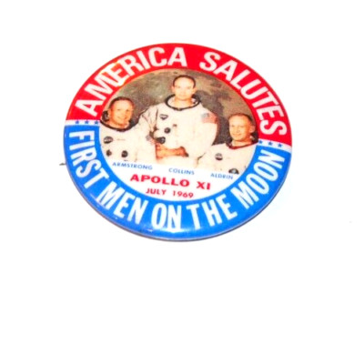 1969 Apollo 11 Saturn V pin pinback button space moon armstrong aldrin collins
