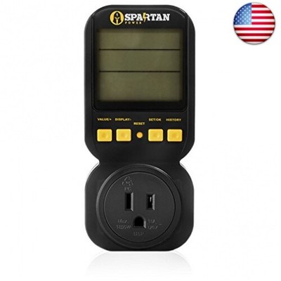 Electricity Usage Monitor by Spartan Power Energy Watt Meter with 15A Outlet,