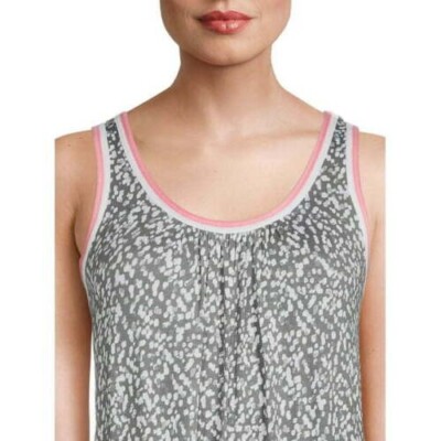 GRAY WHITE GRAY SECRET TREASURES SLEEVELESS ABSTRACT MIDI NIGHTGOWN POCKET 3X