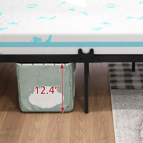 Queen Size Metal Canopy Bed Frame European Style Headboard&Footboard Steel Holds
