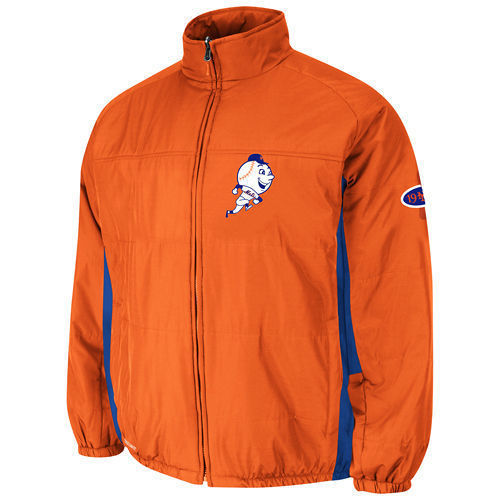 New York Mets Heavy Bullpen Jacket Majestic Therma Base Blue/Black