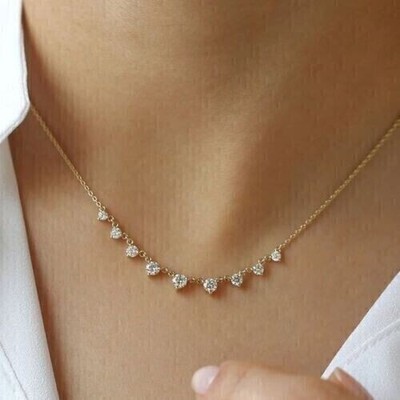 14K Yellow Gold Plated Round Cut Lab Created Diamond Women's Wedding Pendant