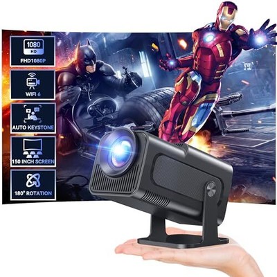 Mini Projector, Natvie 1080P Smart Projrctor Built-in Android TV 11.0, Black
