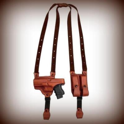 Sale! LEFT HAND Leather Shoulder Holster & Ammo Pouch for Autos Revolvers CHOOSE