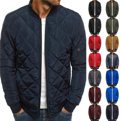 Mens Winter Zip Up Jacket Quilted Bubble Coat Lightweight Padded Puffer Warm