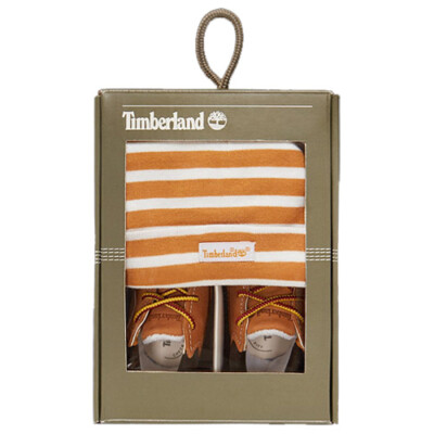 Timberland Newborn Infant Soft Bottom  Wheat Toddler Shoes Crib Booties Cap Set