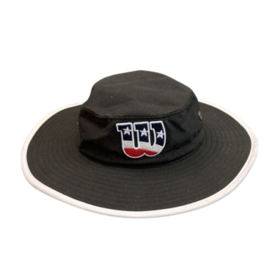 Wilson x EvoShield Bucket Sun Hat/Cap Full Brim Black Red/White/Blue ONE SIZE